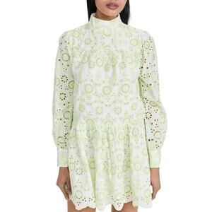 Glamorous Eyelet Embroidered Long Sleeve Mini Dress NWT Size M